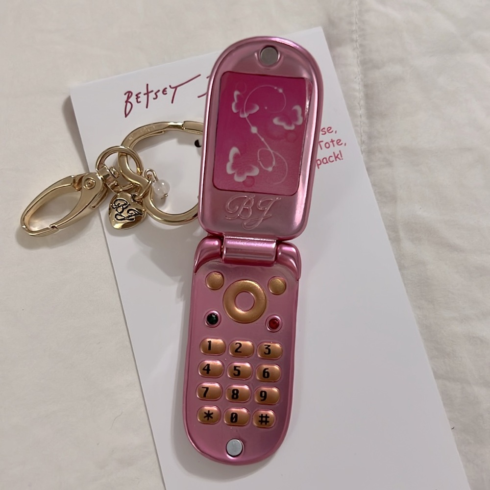 Betsey Johnson Pink Leopard Phone Charm - Picture 2 of 6